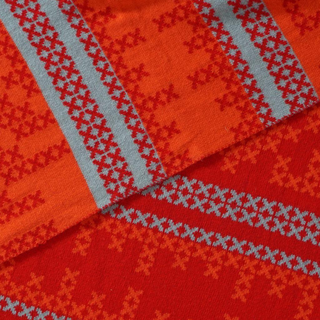 Preview: Jacquard-Strick Doubleface Blockstreifen X orange grau - Bio